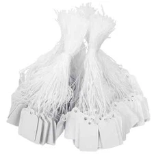 Garage Sale Price Tags Size #5 Blank White Merchandise Hang String Strung New