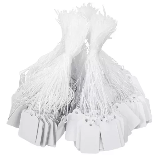 1000 Garage Sale Price Tags Size #5 White Merchandise Hang String Strung Garment - Picture 11 of 12