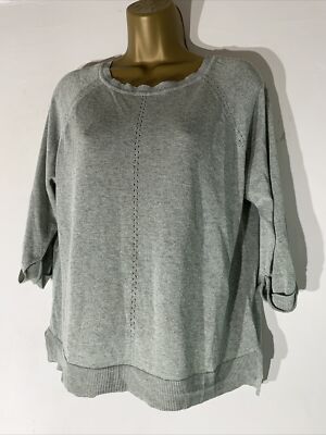 Monsoon mittelgrüner dünner lässiger Damenstrickpullover Pullover Sommerpullover Oberteil