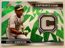 RICKY HENDERSON OAKLAND TOPPS CHROME CAPTAINS CLOTH RELIC 2021 CARD 61/99