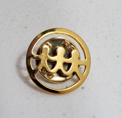 Gold Tone E.A. Adams Little Children Holding Hands Pin