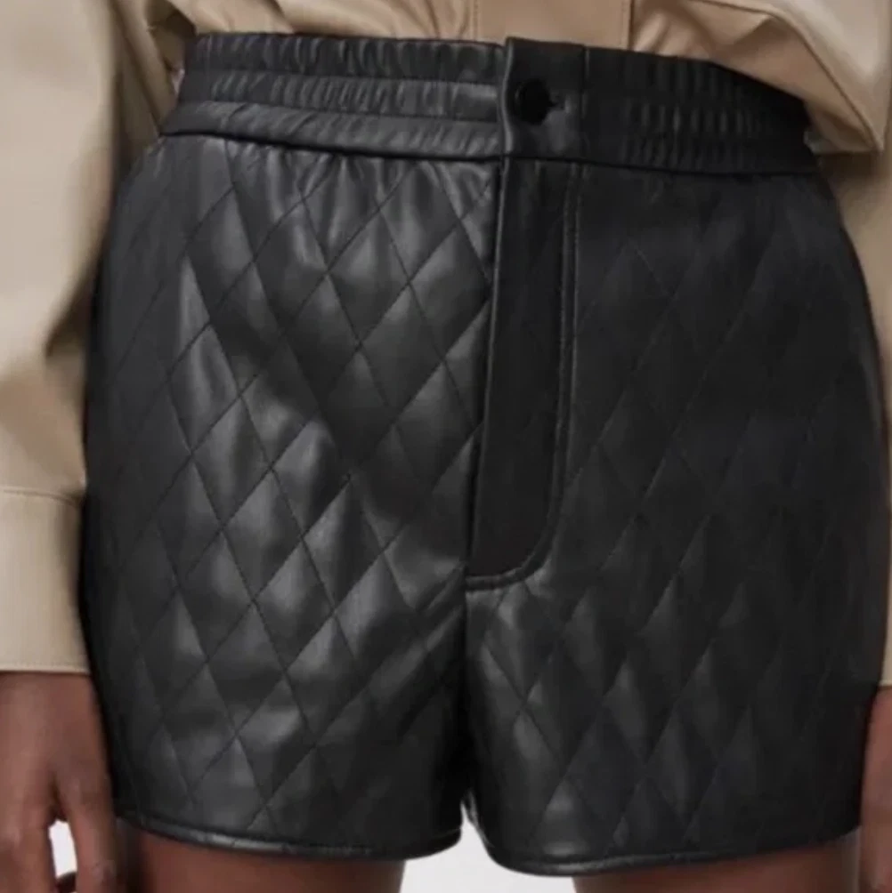 leather black shorts zara