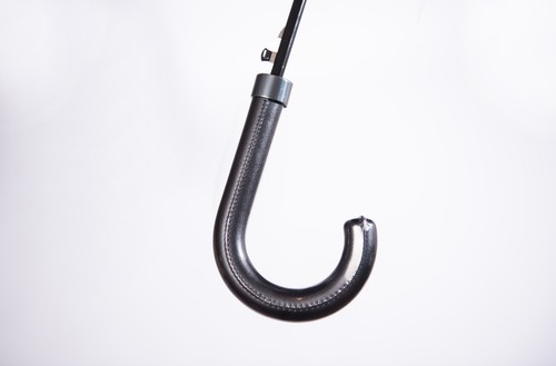 Black Ladies & Gents Walking Windroof Automatic Opening Umbrella, Leather Handle - Picture 4 of 5