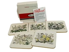 Vintage Drink Cocktail Coasters set antique bar Flowers Pimpernel White Lily UK