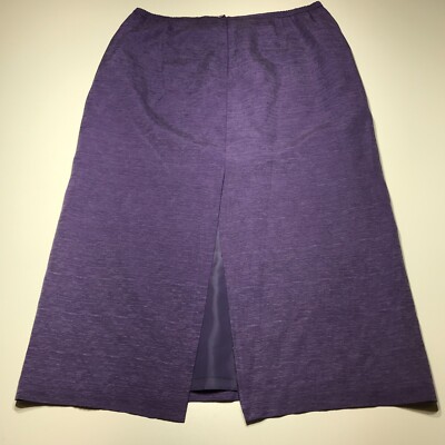 Josephine Chaus Skirt Womens Size 16 Purple Straight Pencil Silk Linen Rear Slit