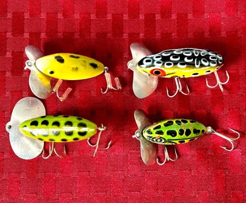 4 Vintage Lures (2 Fred Arbogast Jitterbug and 1 Frantic Antic and 1 Unknown) - Afbeelding 1 van 10