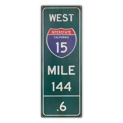 US Strassenschild Interstate California 15 West Mile 144 / 20x55cm motivgeprägt