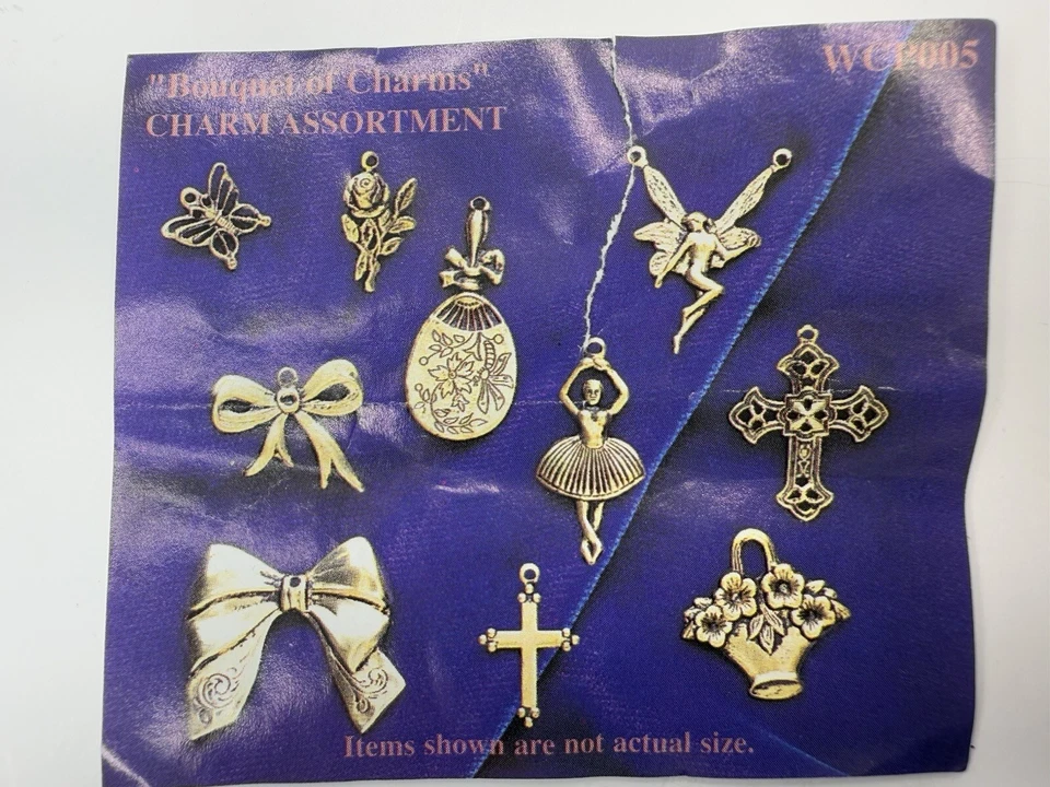 Dijes de latón Creative Beginnings (10) surtido arco bailarina cruz hada rosa  Foto 2 de 4
