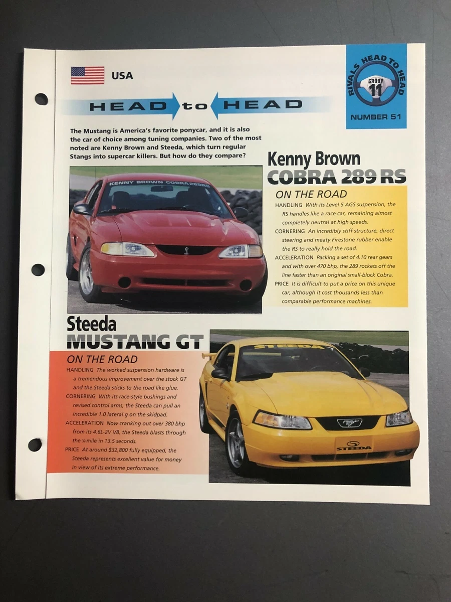 Cobra 289 RS vs Mustang GT „Head to Head“ IMP „Hot Cars“ Werbefolder