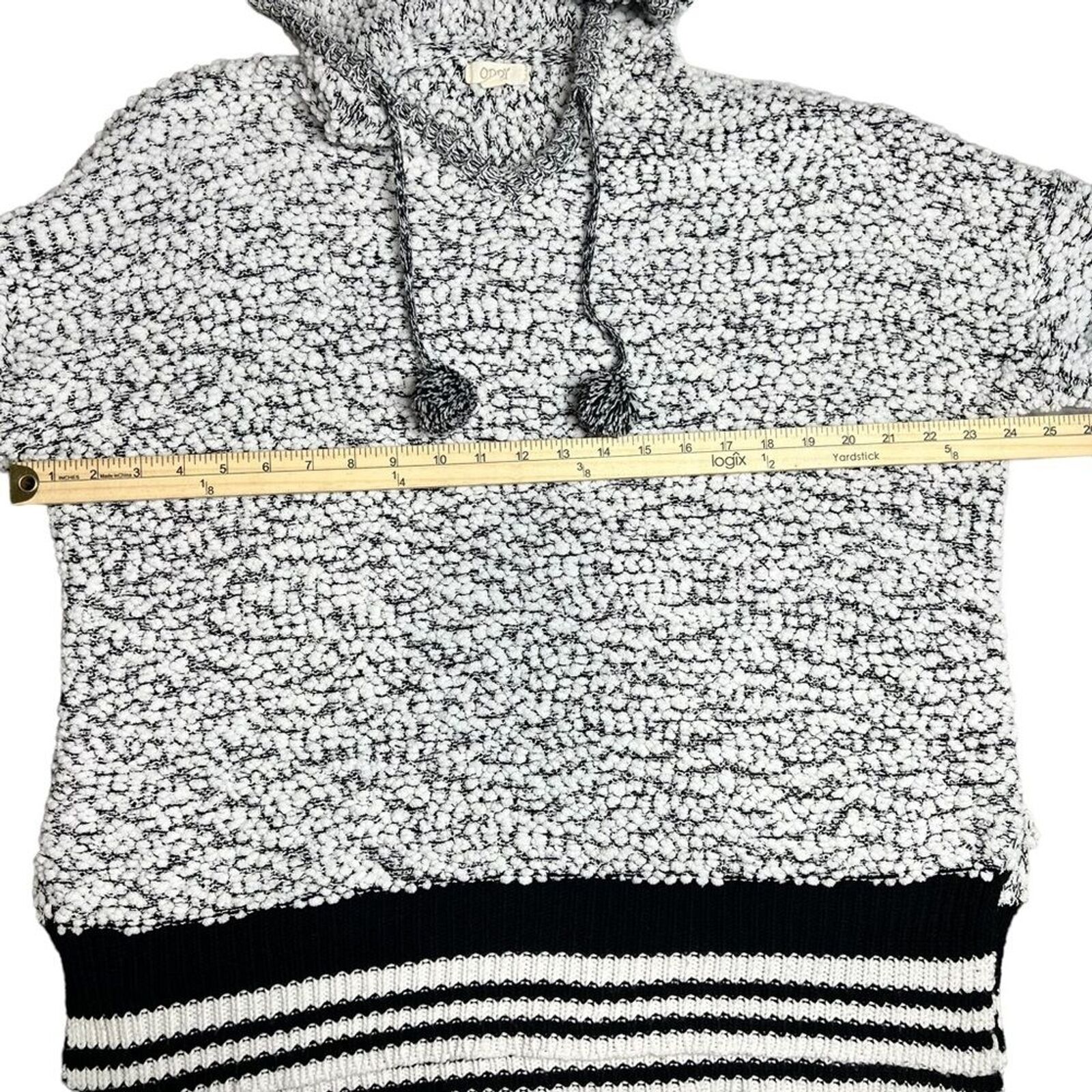 ODDY popcorn hooded pullover with split knit hem … - image 7