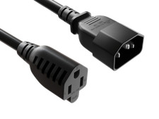 6ft C14 to NEMA 5-15R PDU Power Cord Adapter, 18 AWG SVT, 10A/125V, UL Listed...