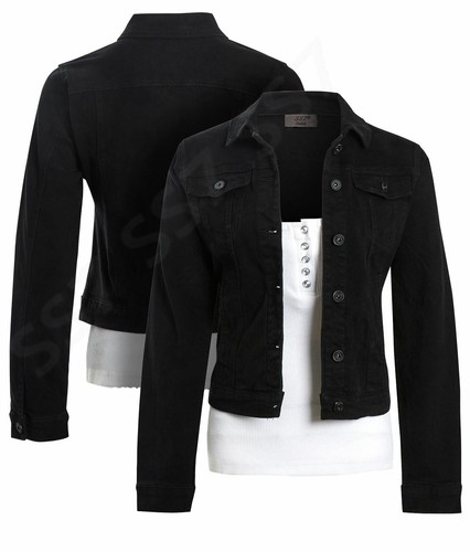 Womens Fitted Denim Jackets Stretch 