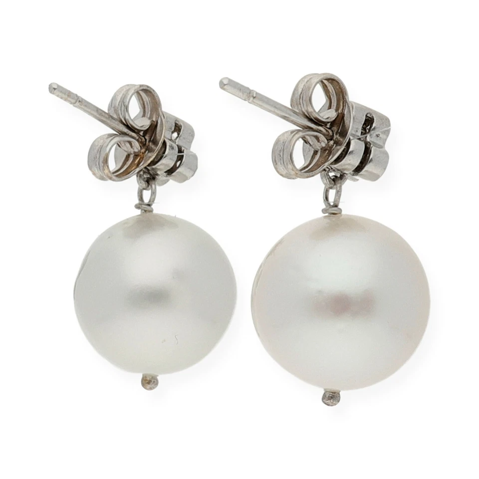 Castellano Jewels Pendientes Mujer con Diamantes y Perlas Blancas en Oro de Ley - Imagen 3 de 3