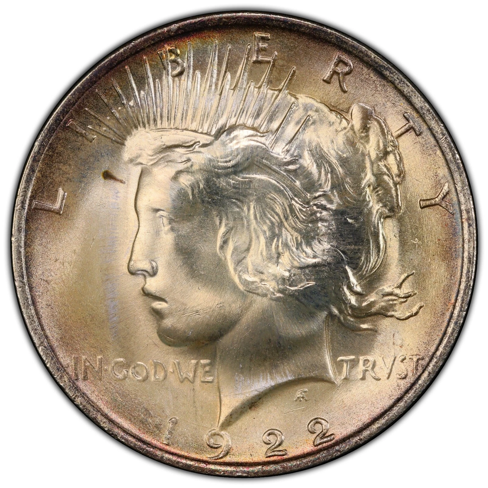 1922 Peace $1 PCGS MS66 SOLE FINEST 1978 Camp David Peace Summit MW Counterstamp