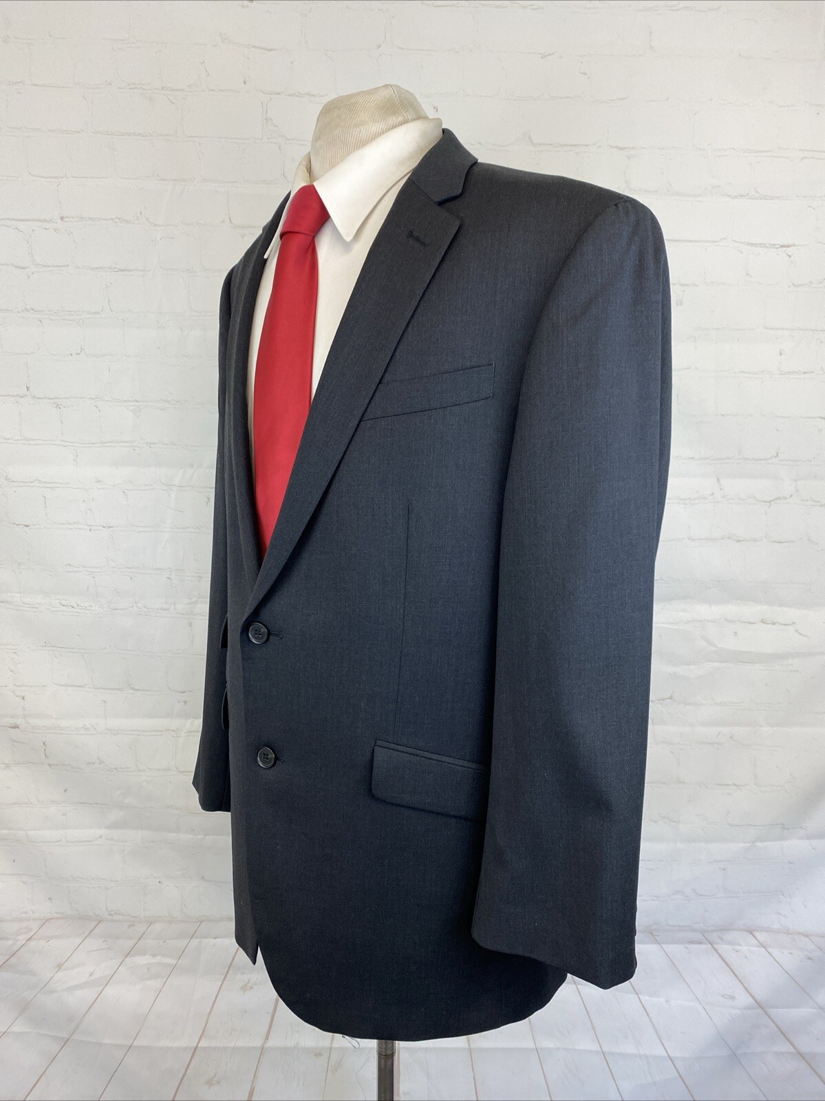 Kenneth Cole Men's Dark Gray Solid Wool Blazer 42… - image 3