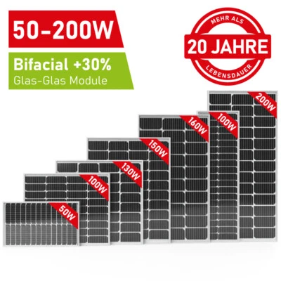 SIGA IMPULSIVE DYNAMIK Solarmodul Solarpanel Bifacial Monokristallin 50W 100W 130W 150W 200W Watt 12V
