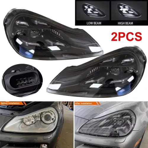 Pair Matrix LED Headlights DRL Assembly Upgrade For Porsche Cayenne 957 2007-10 - Picture 2 of 13
