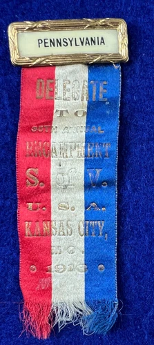 Pennsylvania Sons of GAR 1913 Delegate Ribbon Kansas City Civil War  Veterans