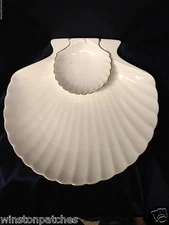 HOME BEAUTIFUL TY001 VERMEIL SHELL SHAPED 1 PIECE CHIP & DIP BOWL ALL WHITE