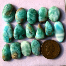 15 Pcs Natural Dominican Larimar 18mm-25mm Cabochon Top Quality Loose Gemstones