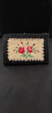 Vintage Needlepoint Coin Purse, Flower Motif