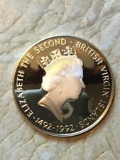 QUEEN ELIZABETH 1492 1992 British Virgin Islands COLUMBUS Proof Silver $25 Coin
