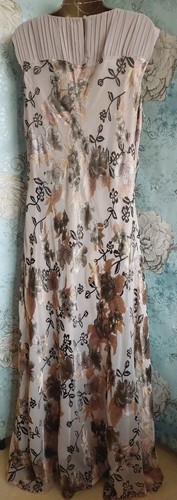 Jacques Vert Dress Jacket Beige Taupe Cream Floral Silk Evening Wedding 18 20 - Picture 22 of 23