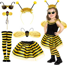 ✅ BITOWO Bienenkostüm Mädchen 92–128 | Zubehör Set Fasching Karneval