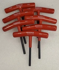 7pc - Bondhus 6mm hex flat end T-Handle 47468 wrench 4-1/8in long, new unused