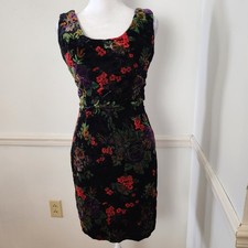 Vtg 90s Y2K Contempo Dress Sz 7 Juniors Velvet Floral Fairy Grunge WhimsiGoth 
