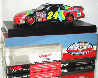 1996 JEFF GORDON #24 DUPONT DOVER WIN DUAL AUTOGRAPHED LIQUID COLOR CAR#85/96