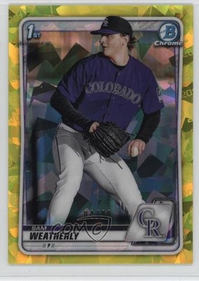 2020 Bowman Chrome Draft Sapphire Yellow 4/99 Sam Weatherly #BD-109 0a6