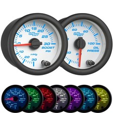 Glowshift White 7 52mm Turbo Boost Vacuum Electronic Oil Pressure Gauges