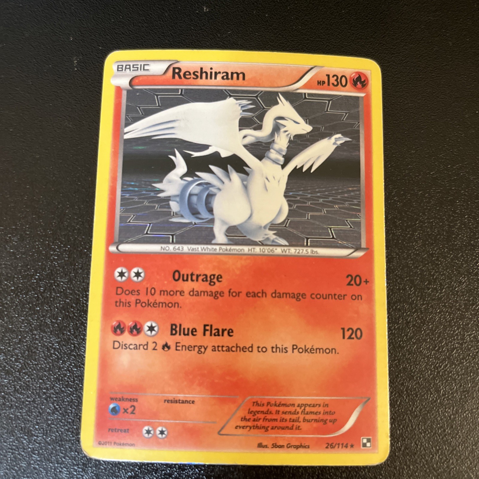 Pokémon TCG Reshiram Holo Rare Card 26/114 Black White
