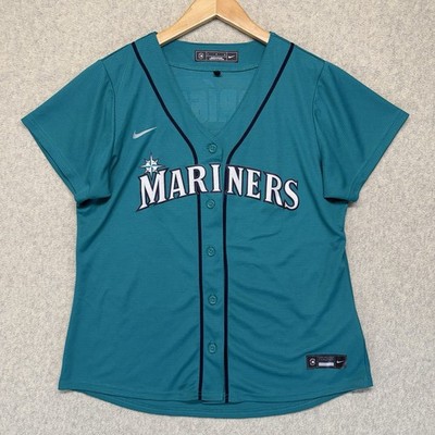 Nike Seattle Mariners Women s Jersey Large Teal MLB Baseball Button Front