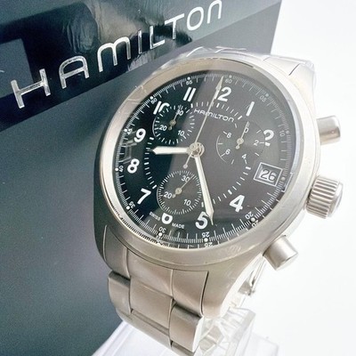 Hamilton H685820 Khaki Chronograph Date Watch Black Dial Quartz 39mm