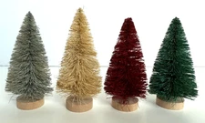 Creative Co-Op Set of 4 Sisal Trees 4"H x 2"W Light & Dark Green Cream & Maroom