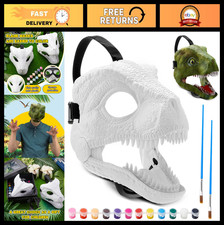 DIY White Dinosaur Mask - Fun Costume Accessory for Kids Adults, Party Prop