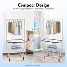 Commercial Laundry Basket Cart Steel Wire Laundry Cart Trolley 50kg/110lbs USA