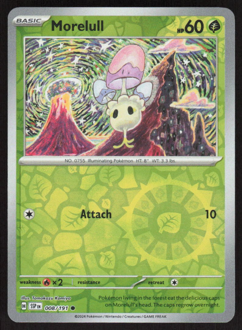 Pokemon Morelull Common 008/191 Surging Sparks Reverse Holofoil NM