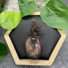 2.5 Polished Gemstone Copper/Brass Wire Wrapped Pendant New Free Ship B7251