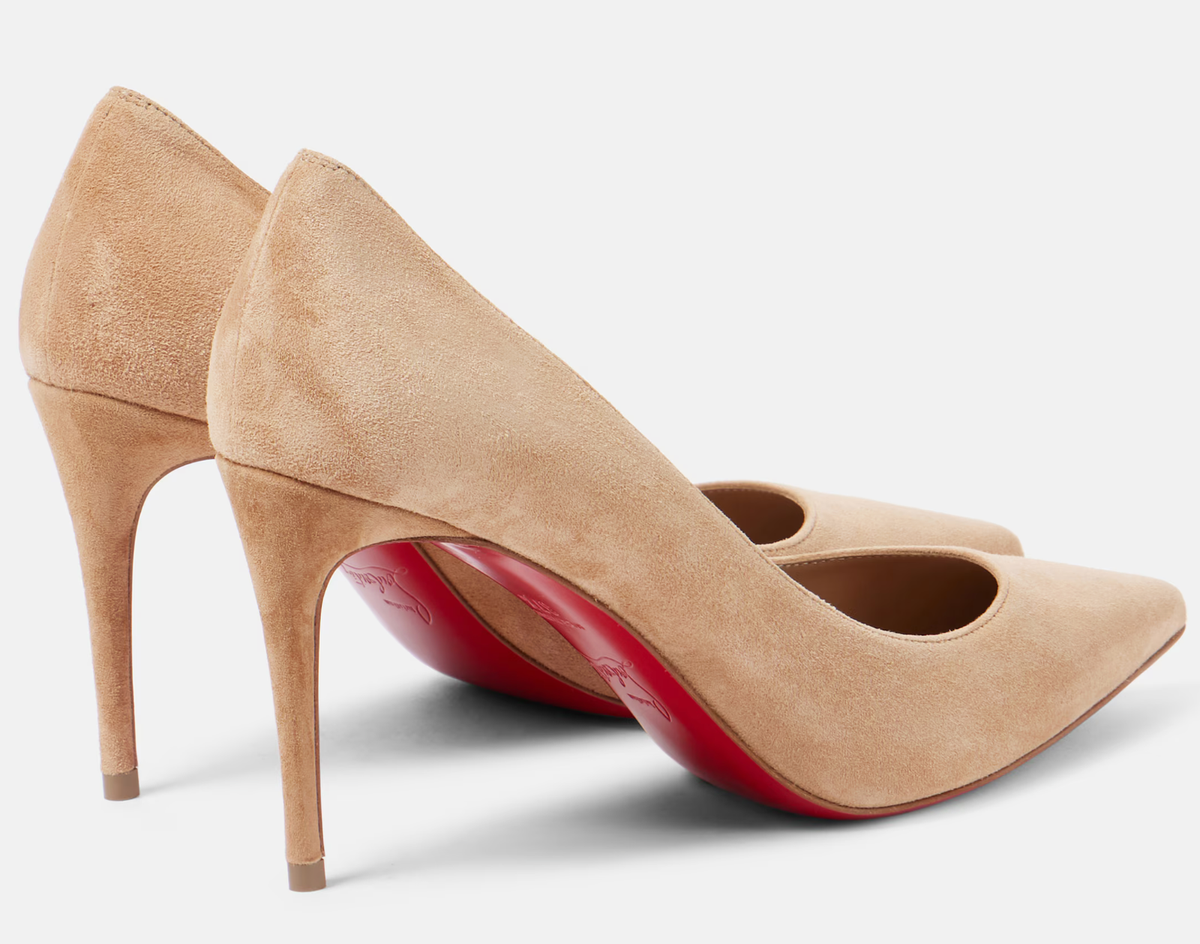 Christian Louboutin Kate 85 Lionne Beige Suede Classic Pointy Toe