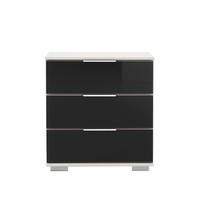 Nachttisch Nachtschrank Nachtkonsole Hoch Boxspringbett Weiß Glasfront Schwarz