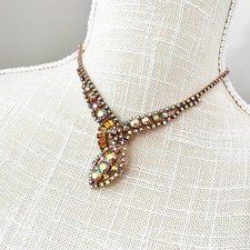 Vintage Aurora Borealis Crystal Choker Collar Necklace