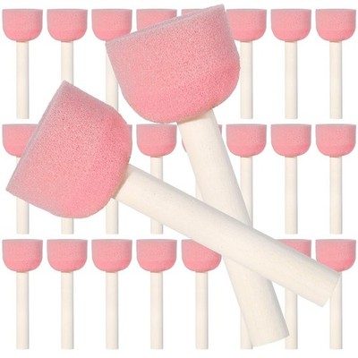 40 PCS 1.2 Inch Pink Round Sponge Brush Set Wooden Handle Stippling Decorating