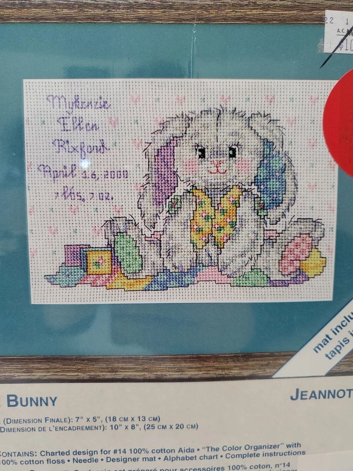 Kit de punto de cruz contado de fin de semana Little Bunny 03565 sellado con tapete nacimiento de bebé Foto 2 de 3