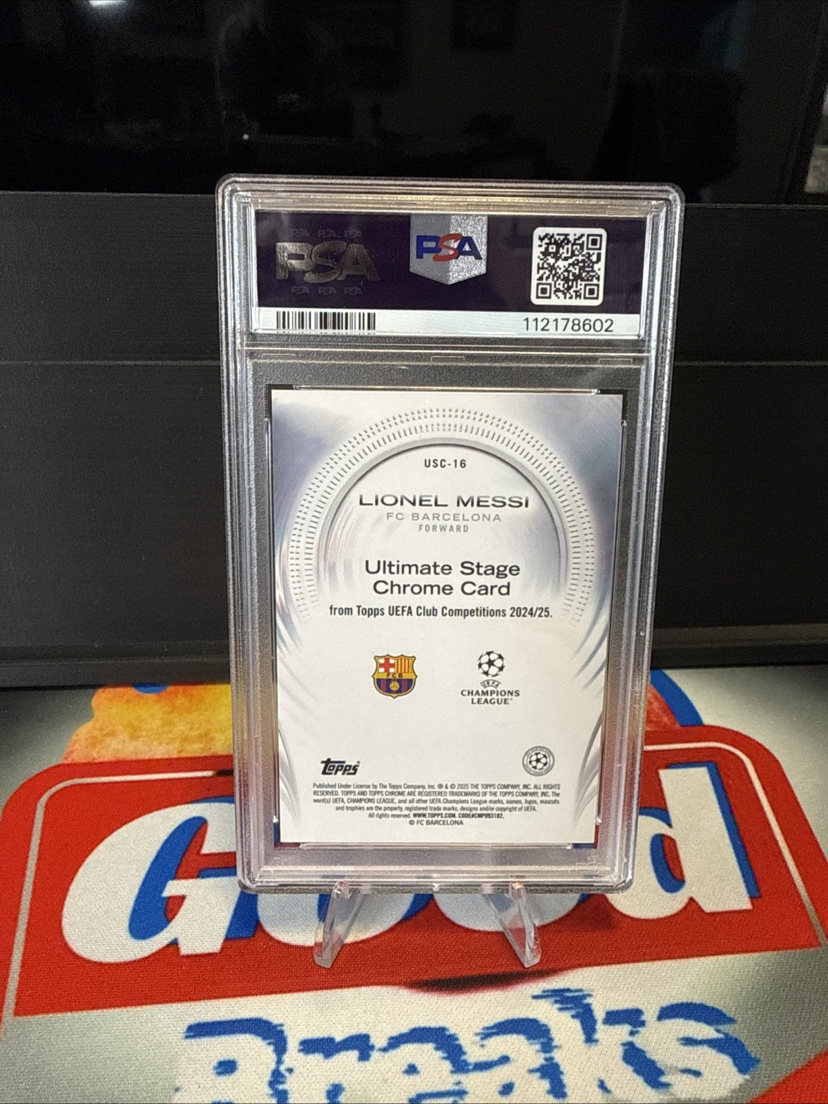 2024-25 Topps UCC Ultimate Stage Chrome Gold #USC16 Lionel Messi /50 PSA 9 view 3