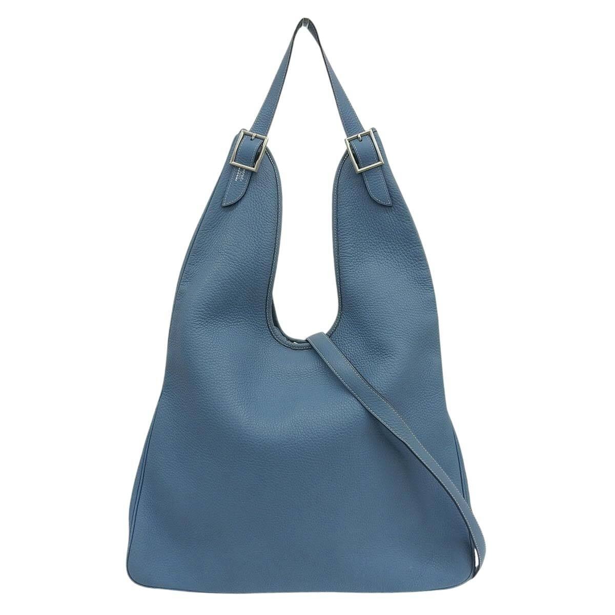 Hermes Masai Shoulder Bag Blue Jean Taurillon Leather Engraved 2005 708707