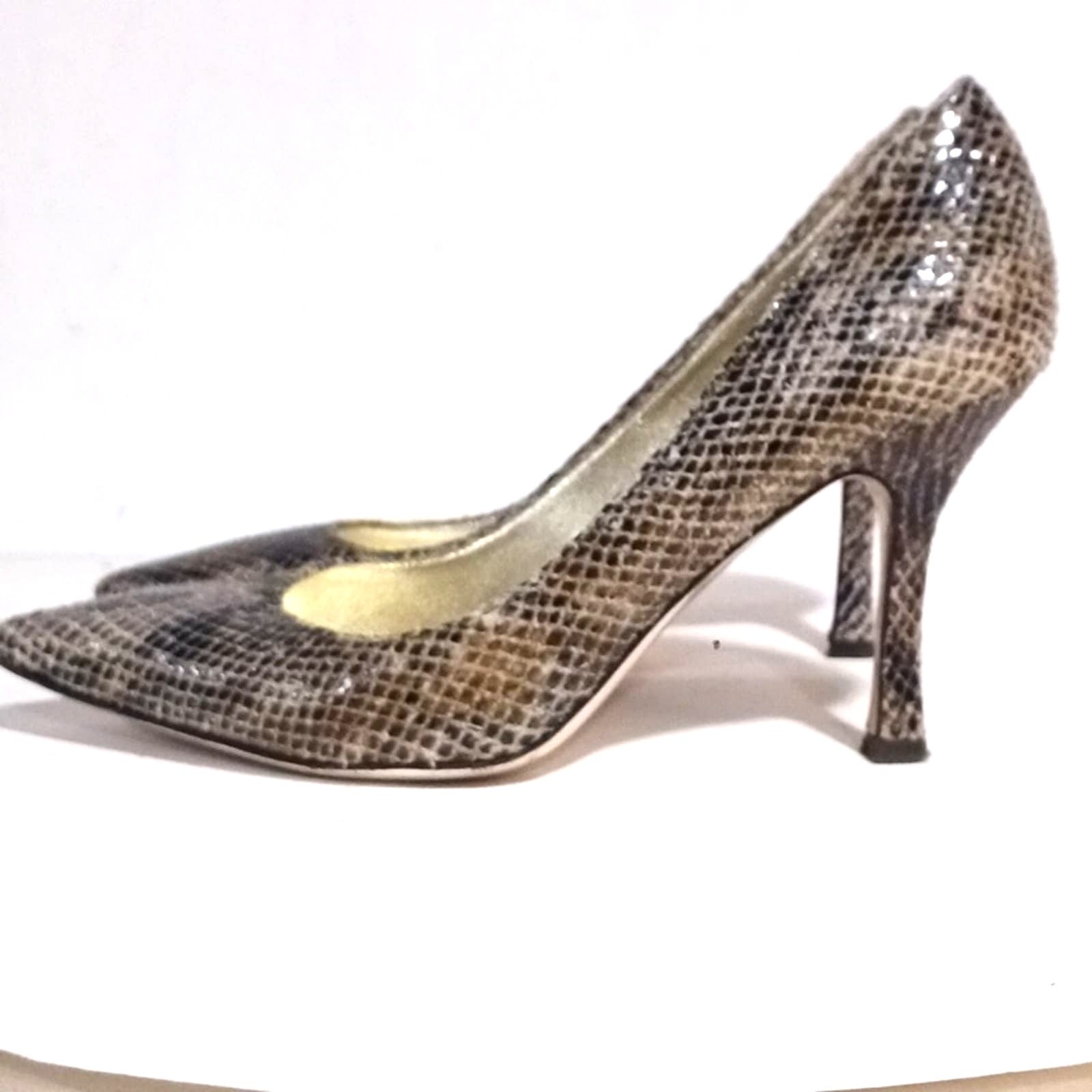 Emy Mack Python Print Leather Brown Tan Woman's H… - image 4