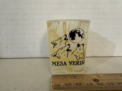 Mesa Verde Shot Glass 2-1/2'' Tall Square, Frosted, Wolves